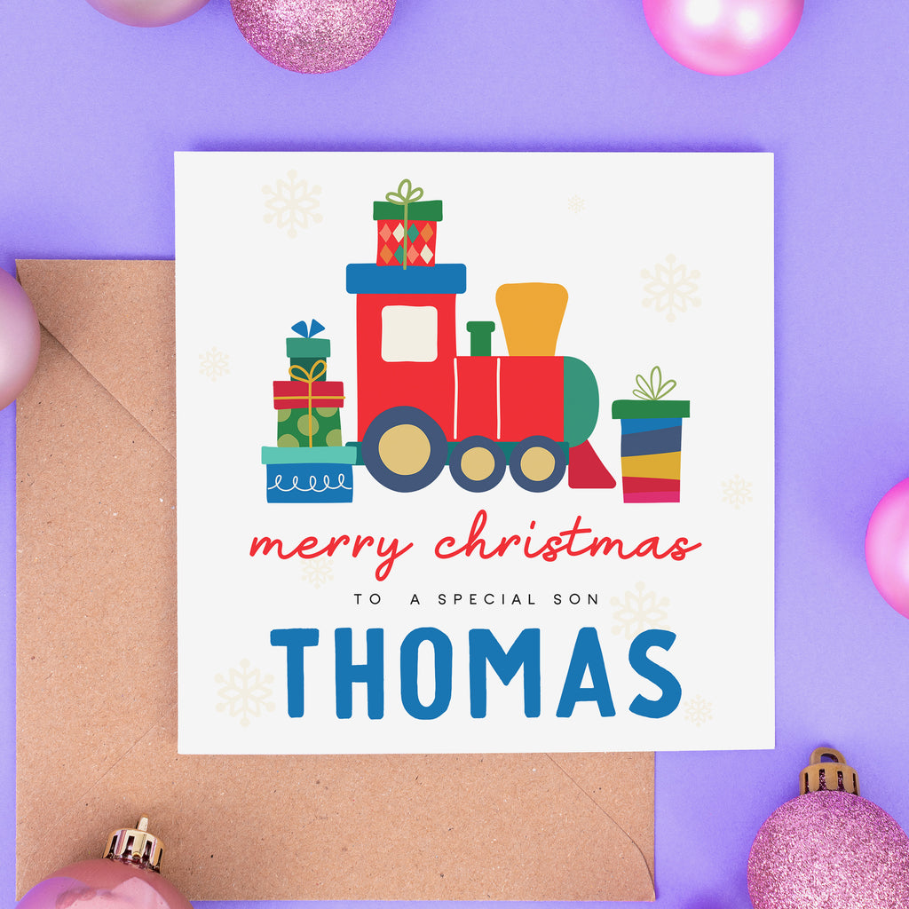 Merry Christmas Special Son Christmas Card - Train