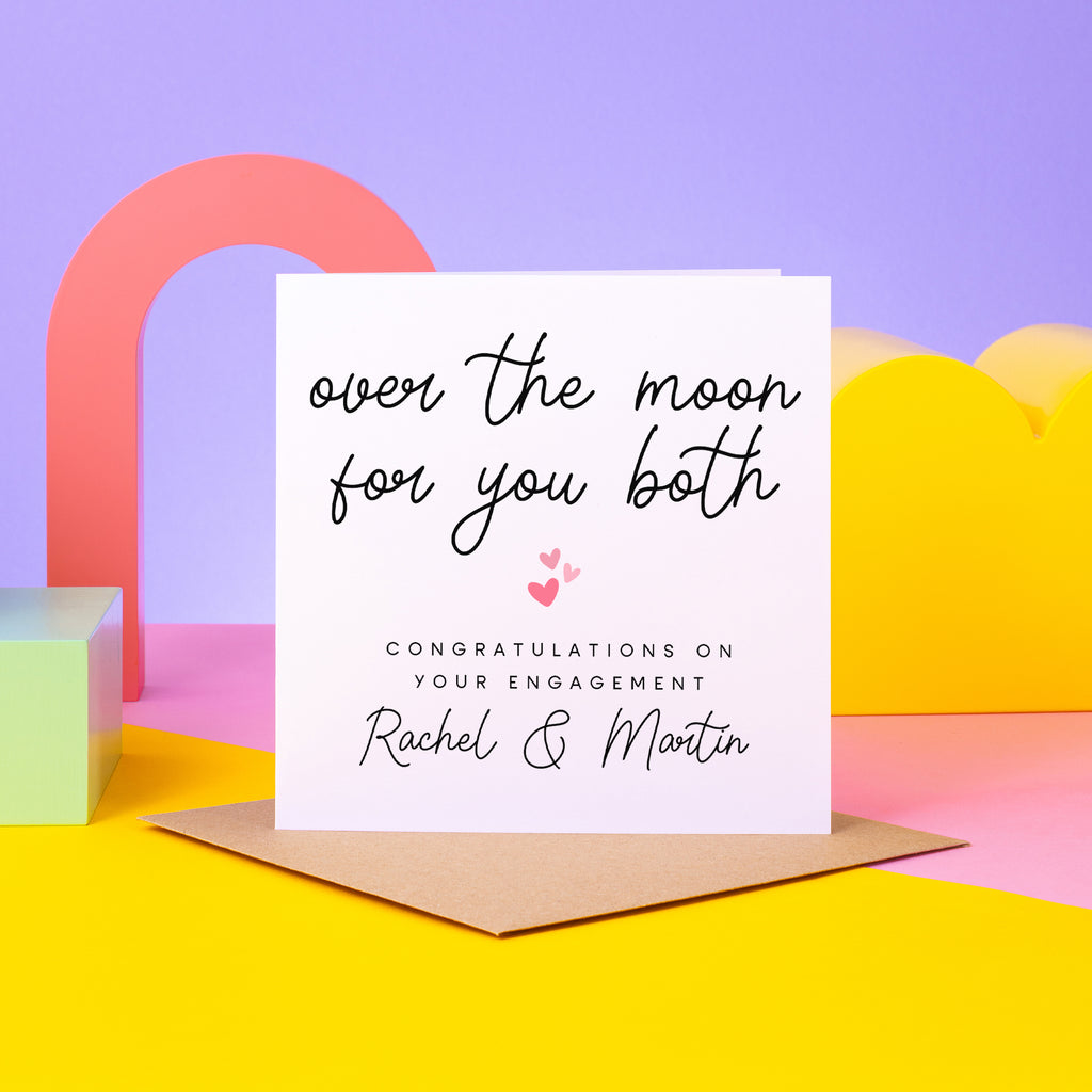 Over The Moon Personalised Engagement Card