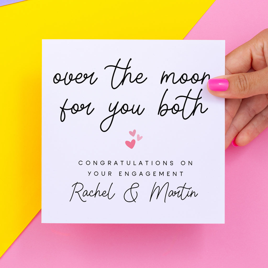 Over The Moon Personalised Engagement Card