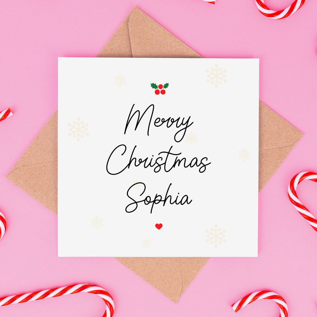 Merry Christmas - Cursive - Personalised Christmas Card