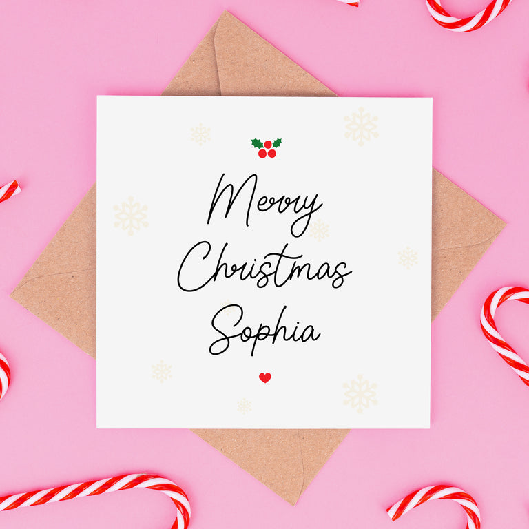 Merry Christmas - Cursive - Personalised Christmas Card