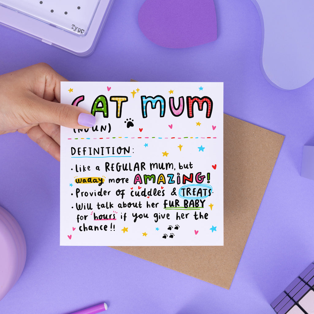 Cat Mum Definition Birthday Card