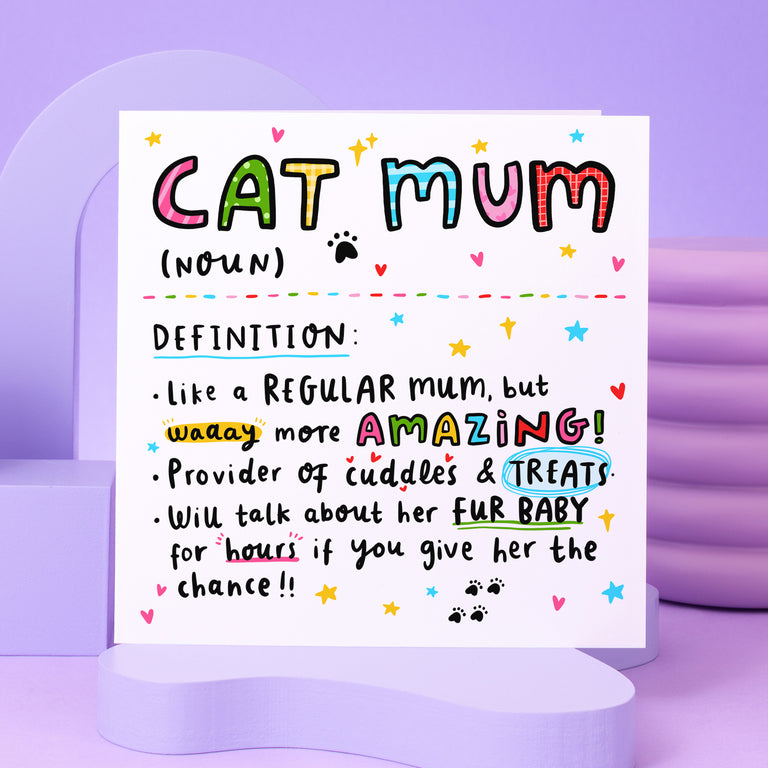 Cat Mum Definition Birthday Card