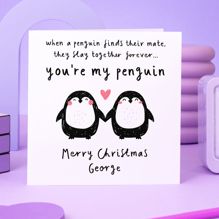 You're My Penguin Personalised Christmas Card