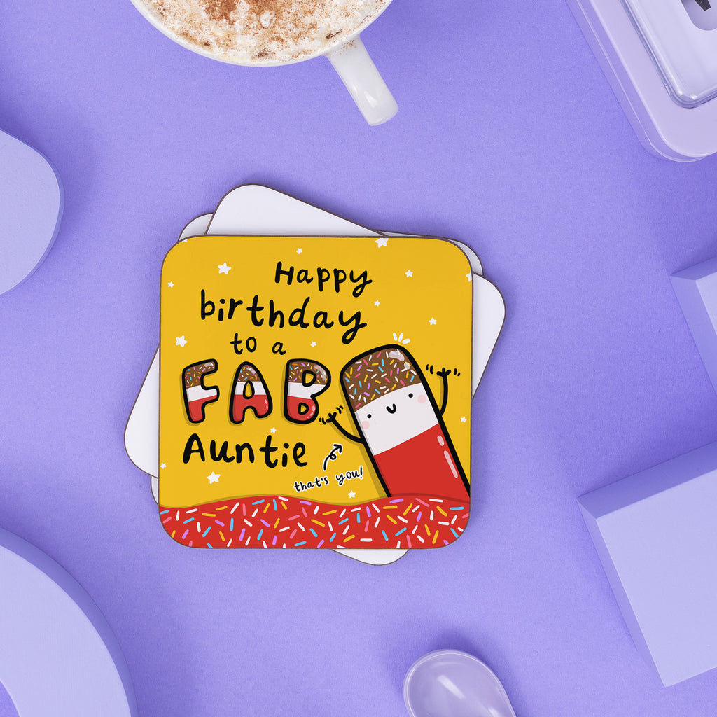 Fab Auntie Birthday Coaster