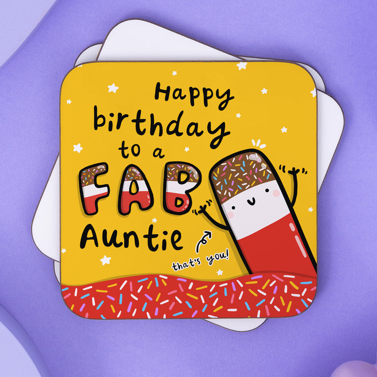 Fab Auntie Birthday Coaster