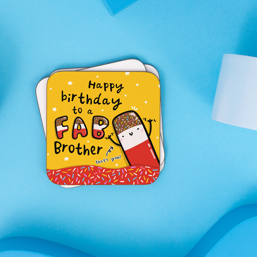 Fab Brother Birthday Coaster