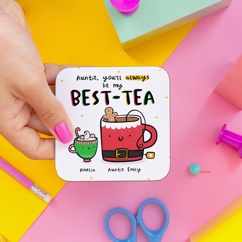 Auntie Best-Tea Personalised Christmas Coaster