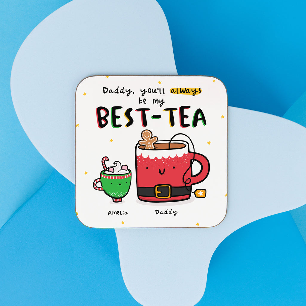 Daddy Best-Tea Personalised Christmas Coaster