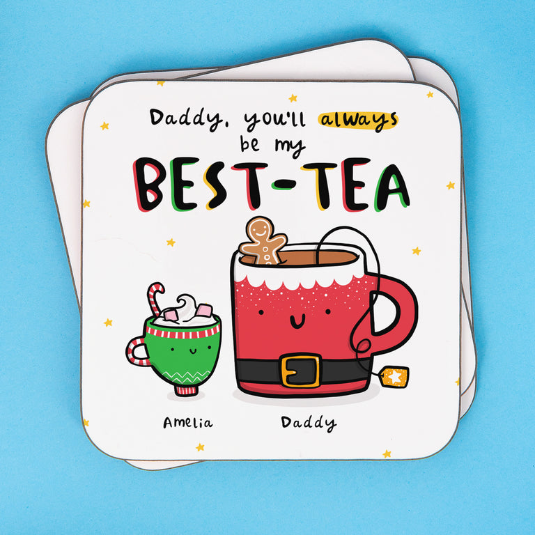 Daddy Best-Tea Personalised Christmas Coaster