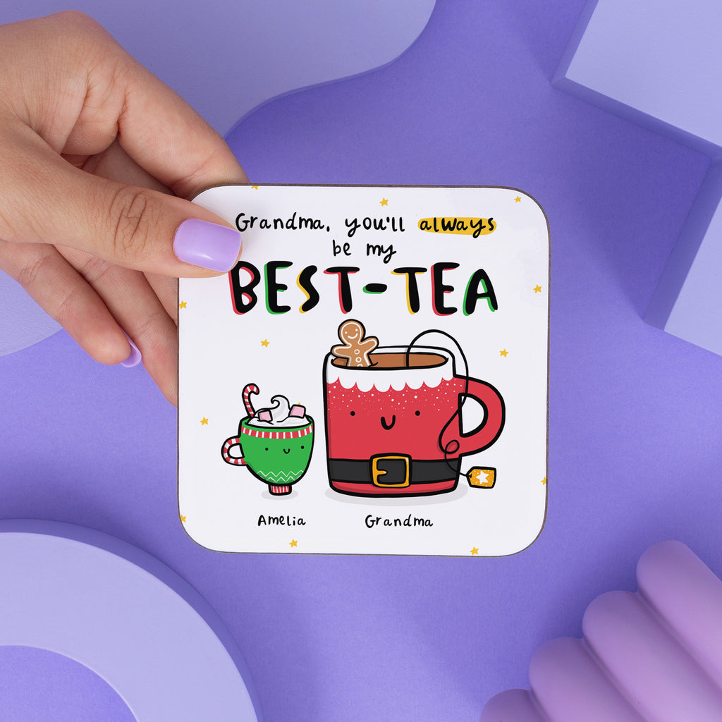 Grandma Best-Tea Personalised Christmas Coaster