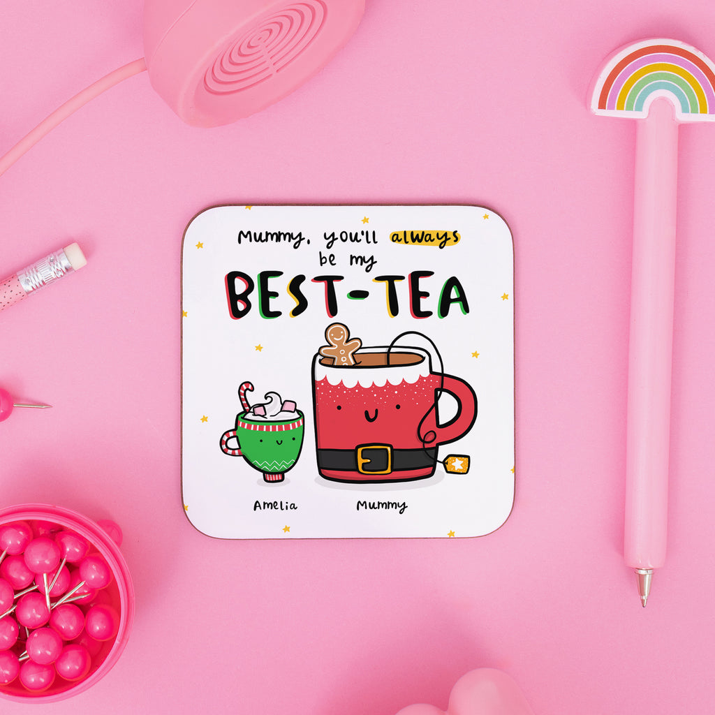 Mummy Best-Tea Personalised Christmas Coaster