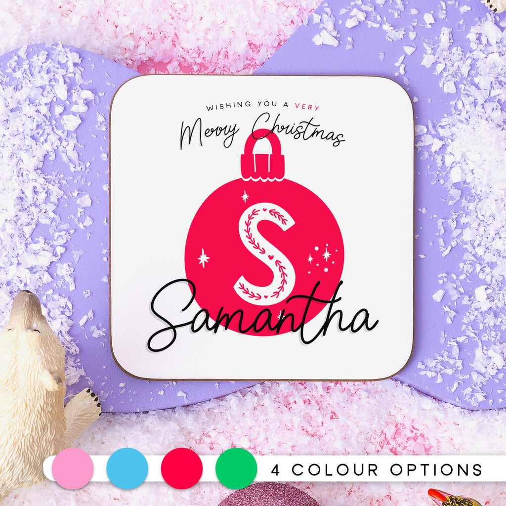 Christmas Bauble Personalised Name Coaster