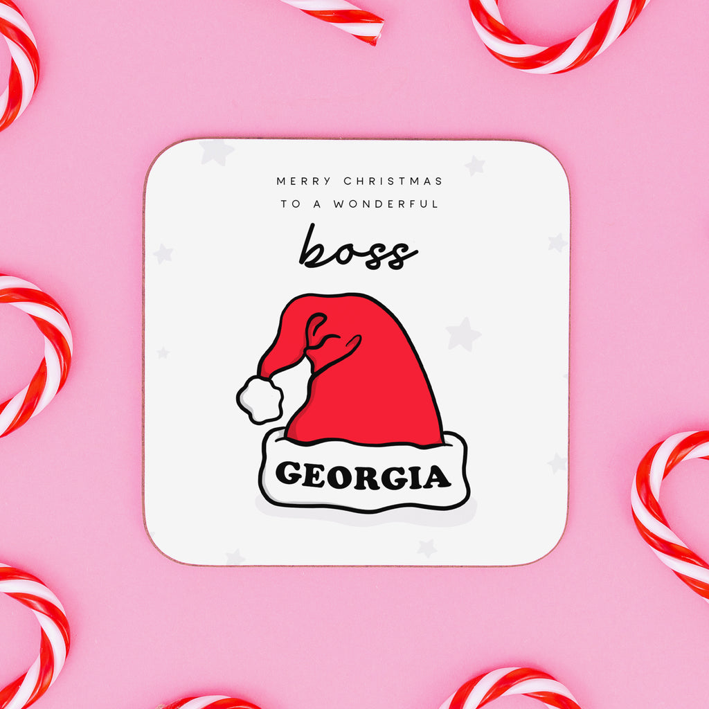 Wonderful Boss Personalised Christmas Coaster