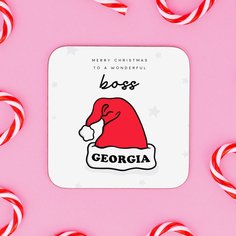 Wonderful Boss Personalised Christmas Coaster
