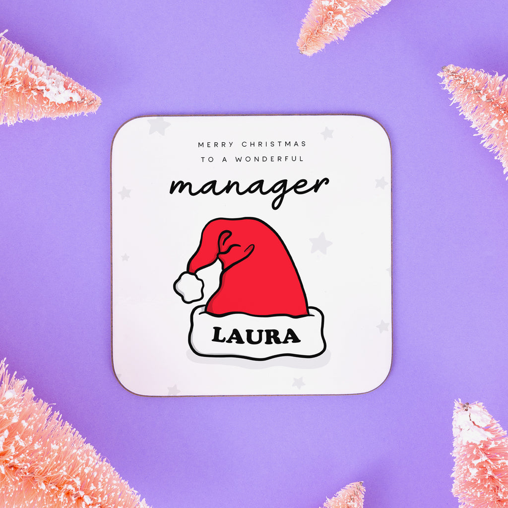 Wonderful Manager Personalised Christmas Coaster
