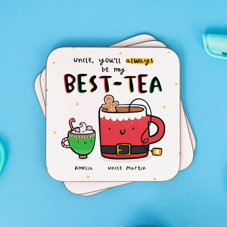 Uncle Best-Tea Personalised Christmas Coaster