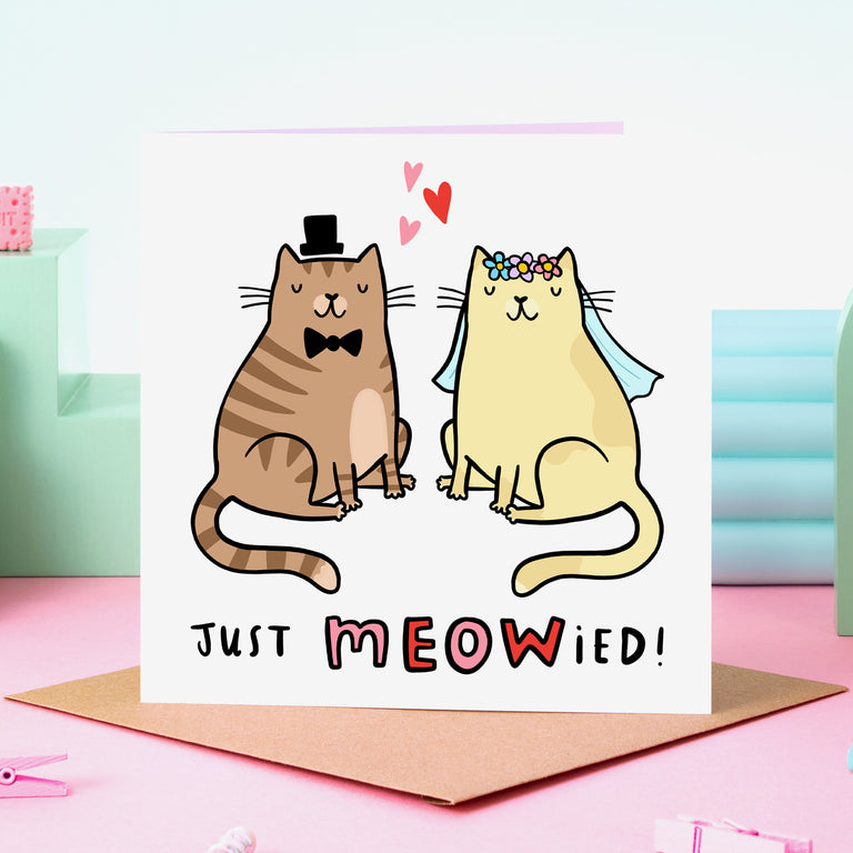 Just Meowied Card - Bride & Groom