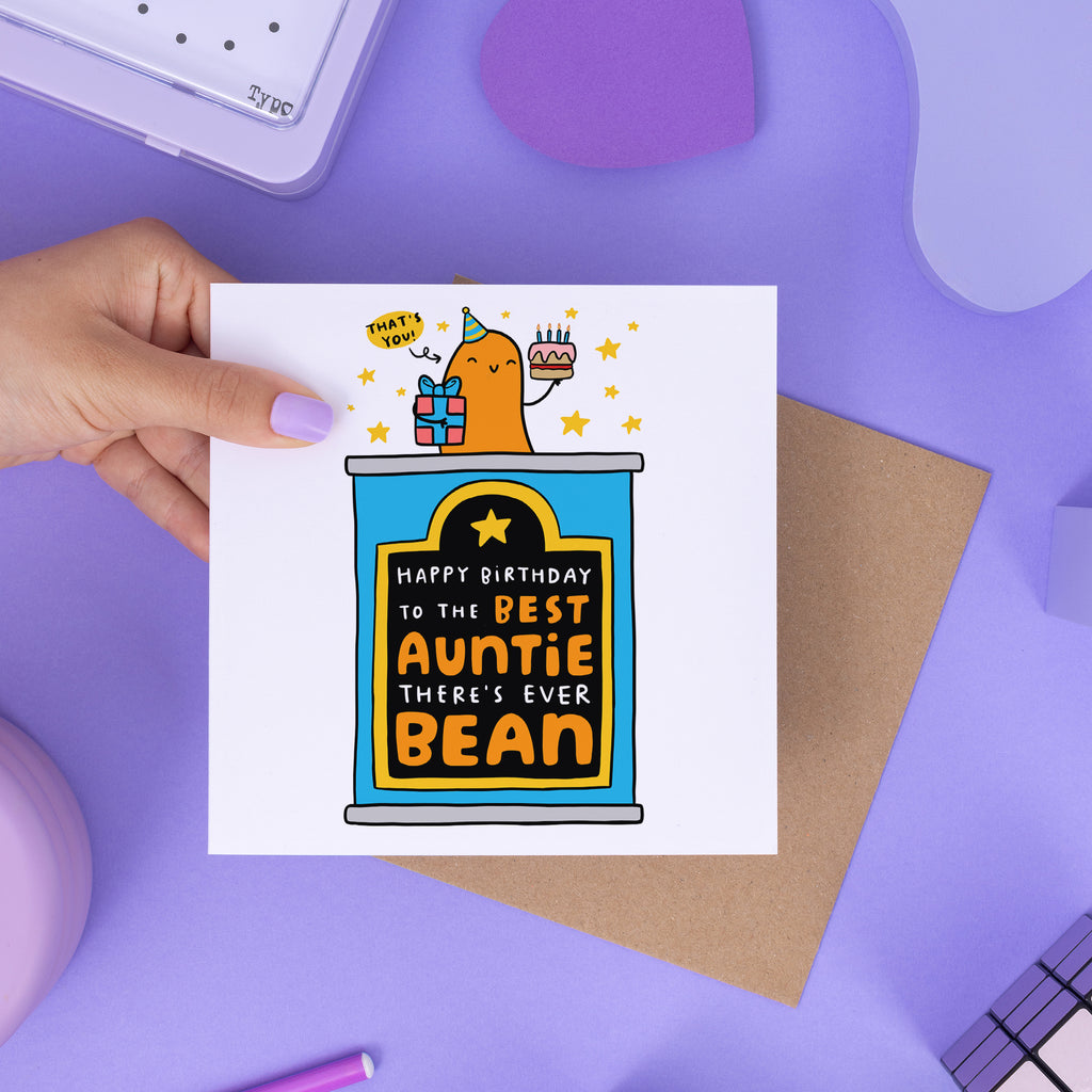 Best Auntie Ever Bean Birthday Card