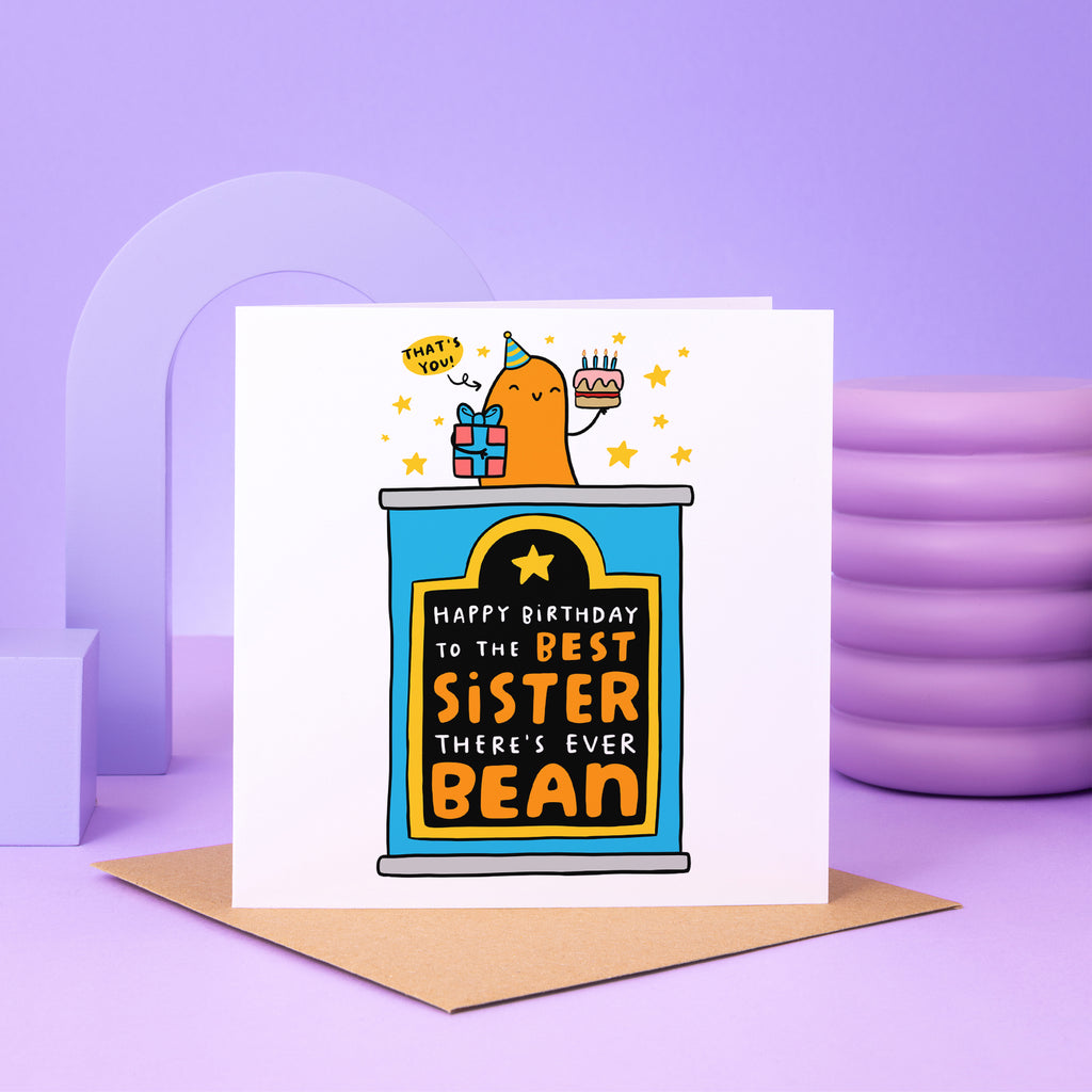 Best Sister Ever Bean Birthday Card