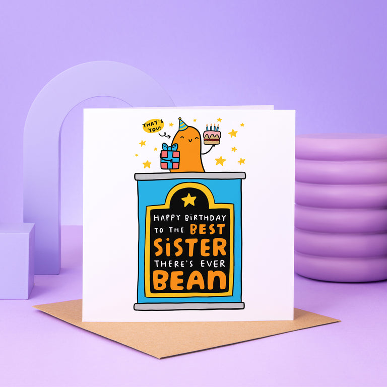 Best Sister Ever Bean Birthday Card