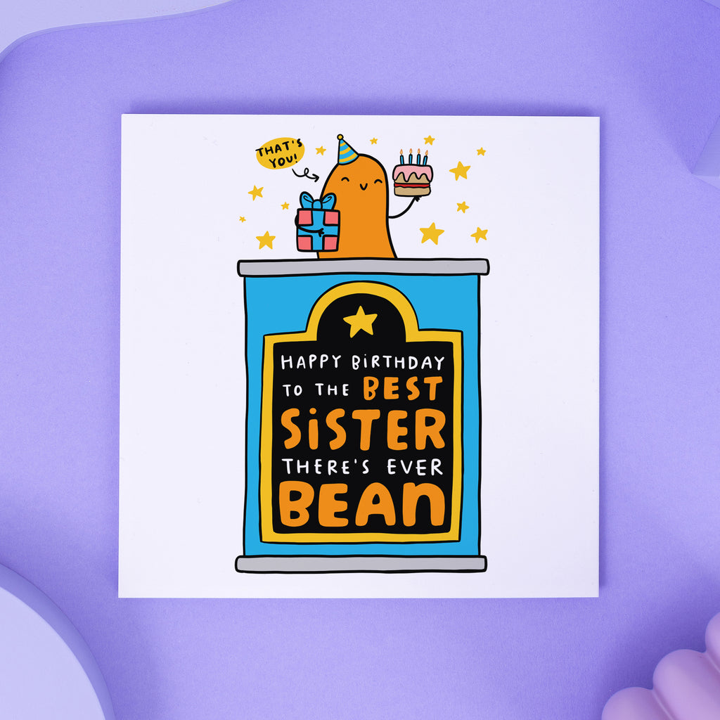 Best Sister Ever Bean Birthday Card