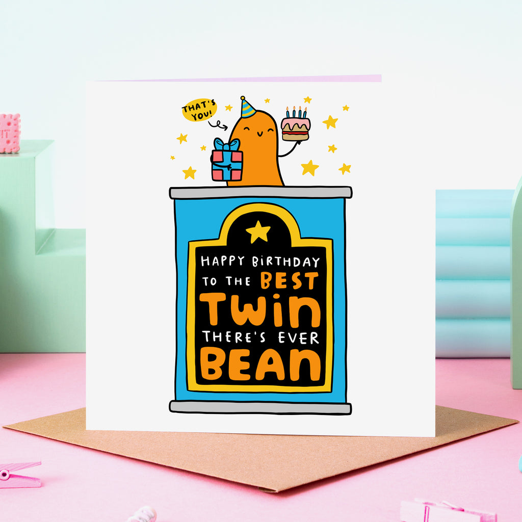 Best Twin Ever Bean Birthday Card