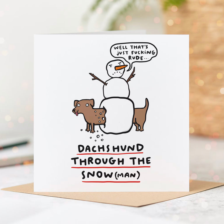 Dachshund Through The Snow Christmas Card