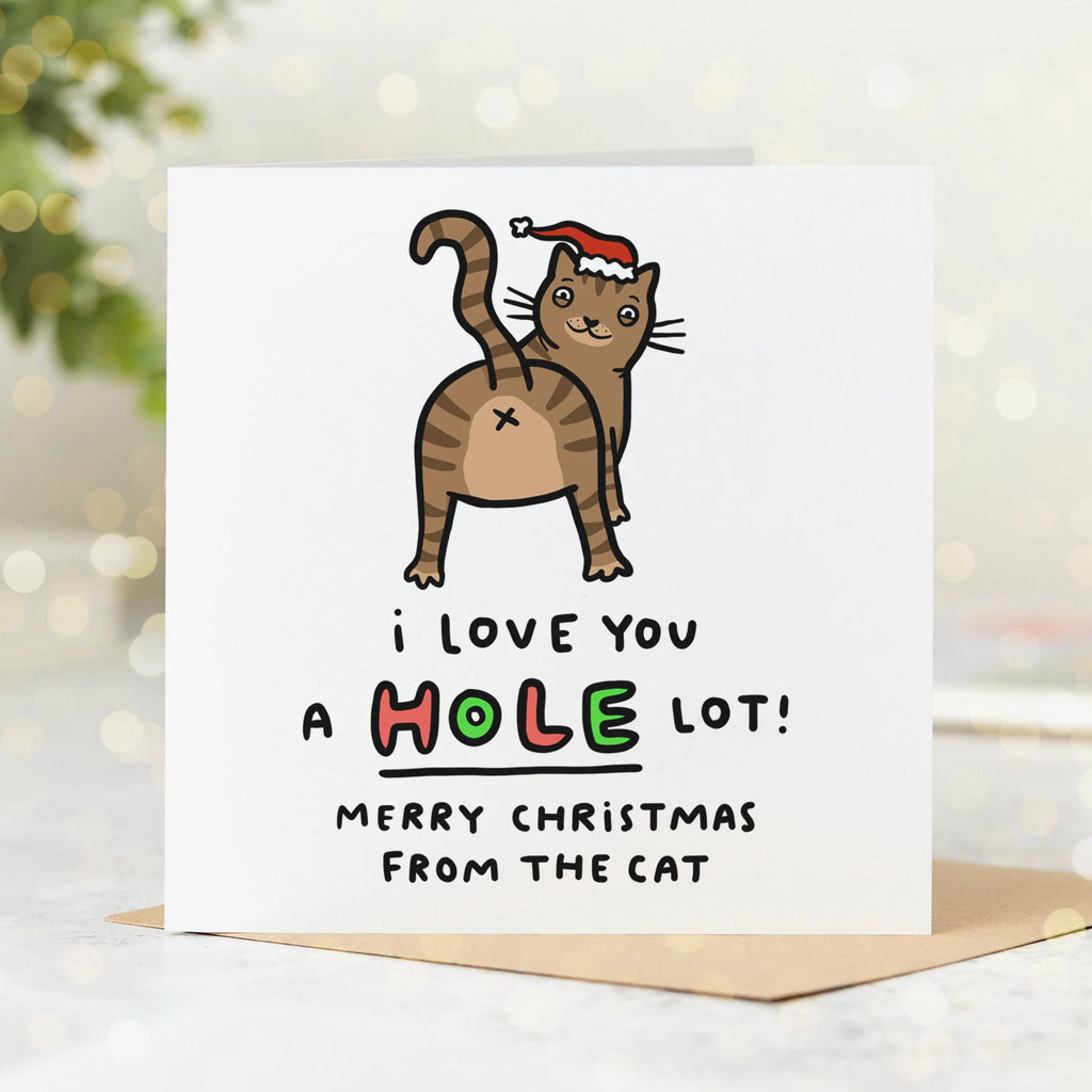 Cat Love You A Hole Lot Christmas Card