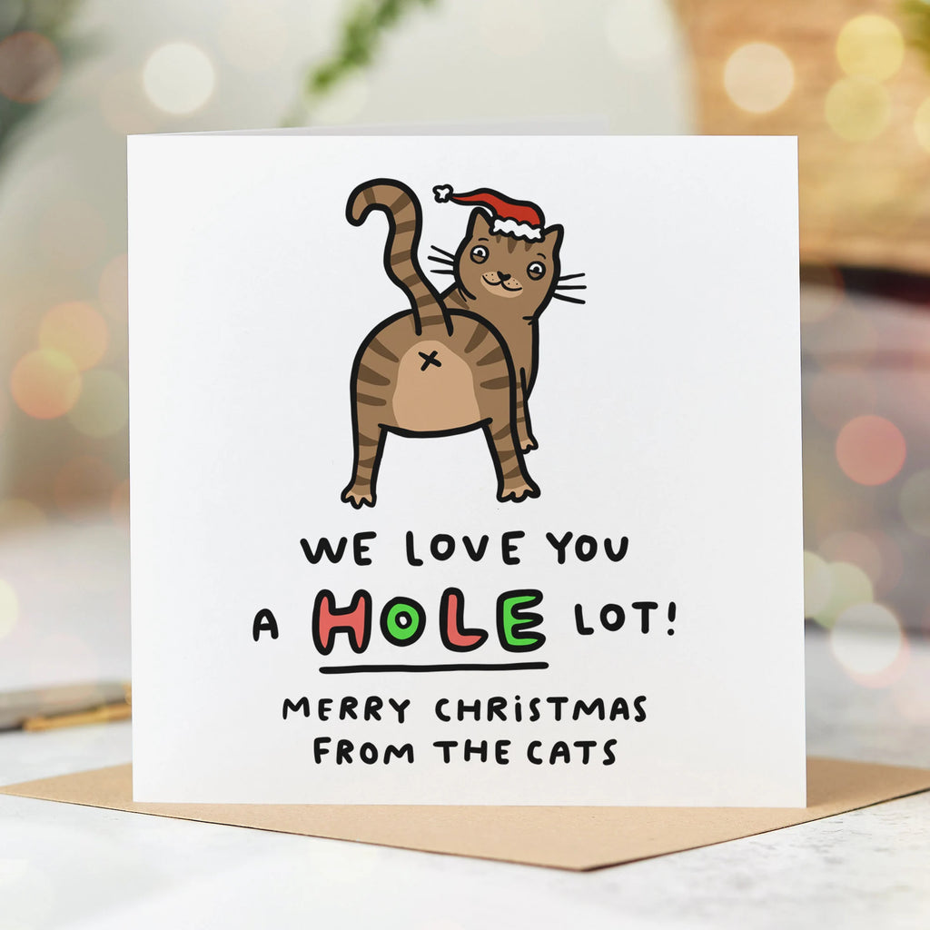 Cat Love You A Hole Lot Christmas Card