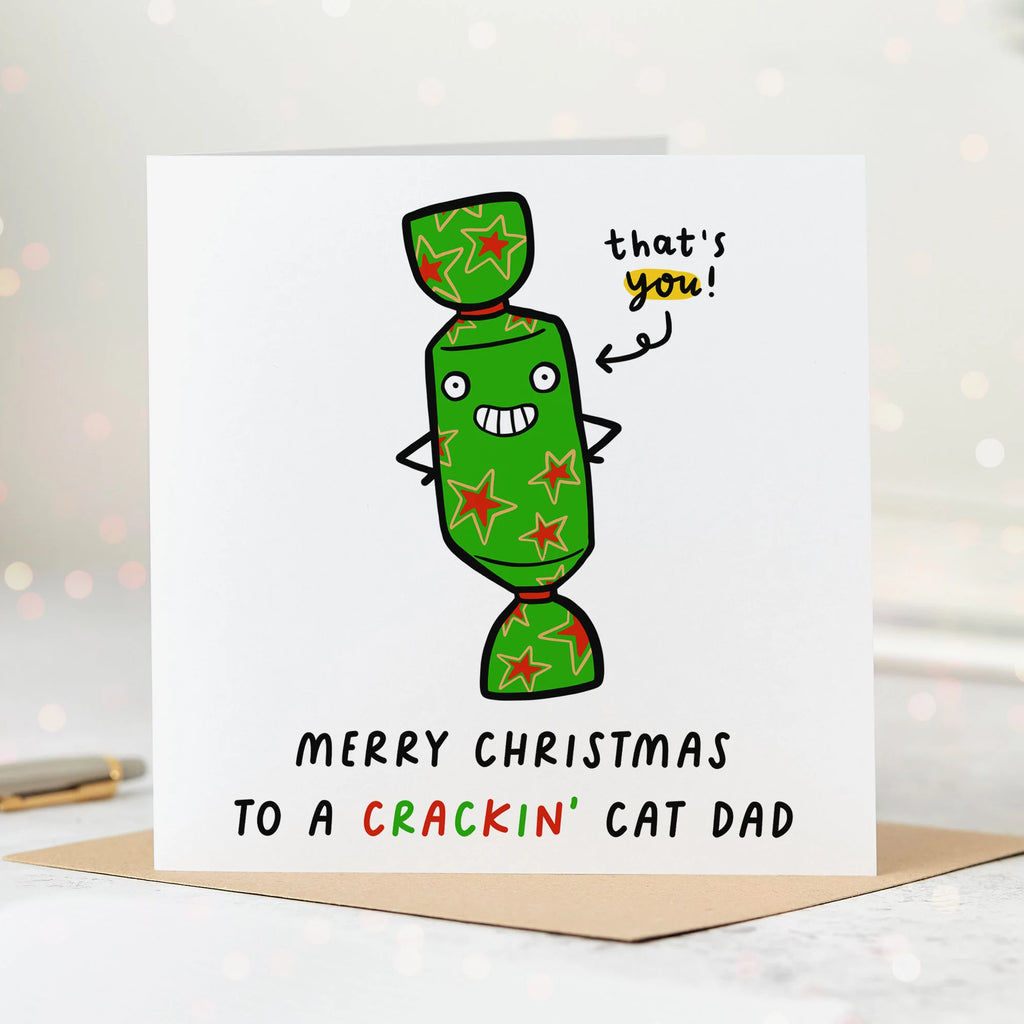 Crackin' Cat Dad Christmas Card