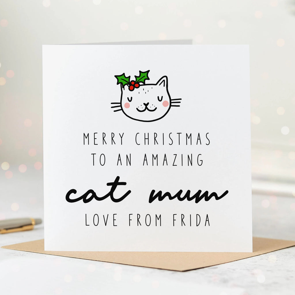 Amazing Cat Mum Personalised Christmas Card