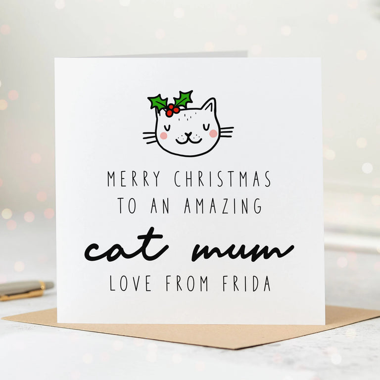 Amazing Cat Mum Personalised Christmas Card