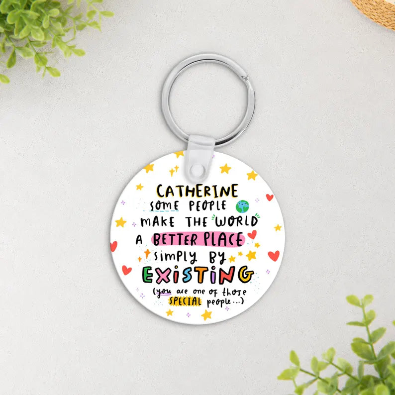Personalised Name Keyring - Make The World A Better Place
