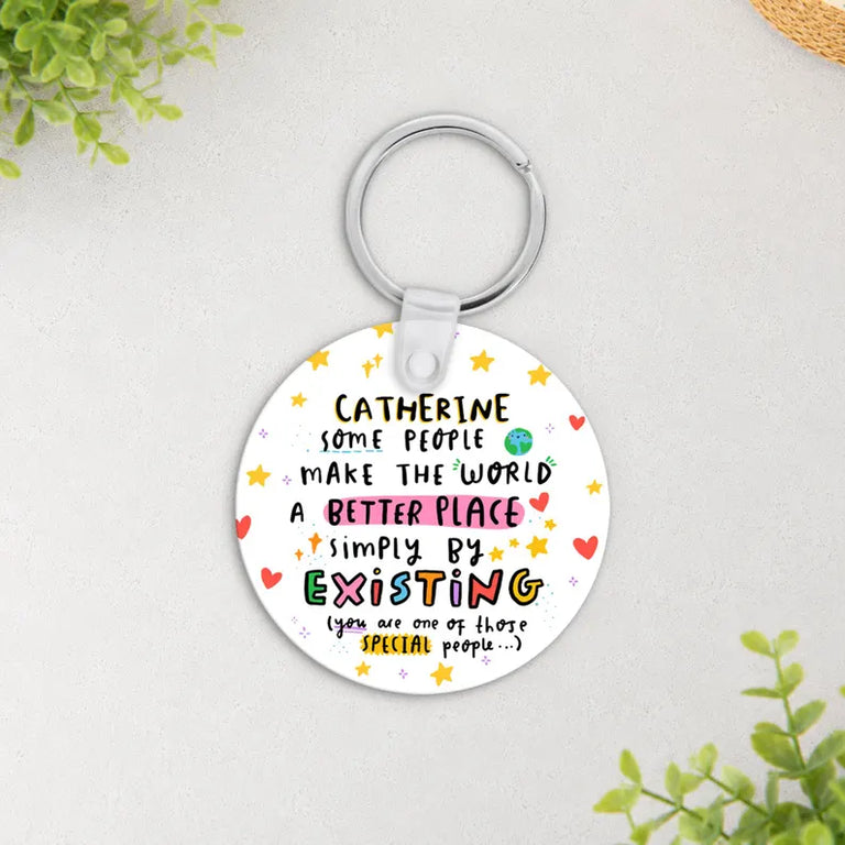 Personalised Name Keyring - Make The World A Better Place