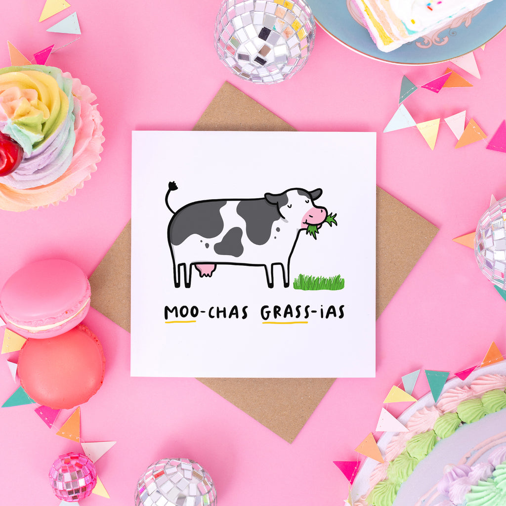 Moo-chas Grass-ias Thank You Card