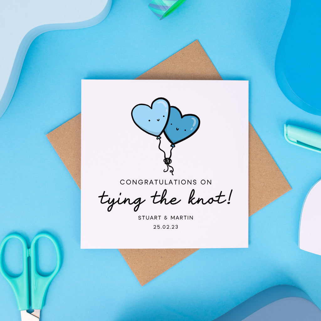 Tying The Knot Congratulations Card - Blue