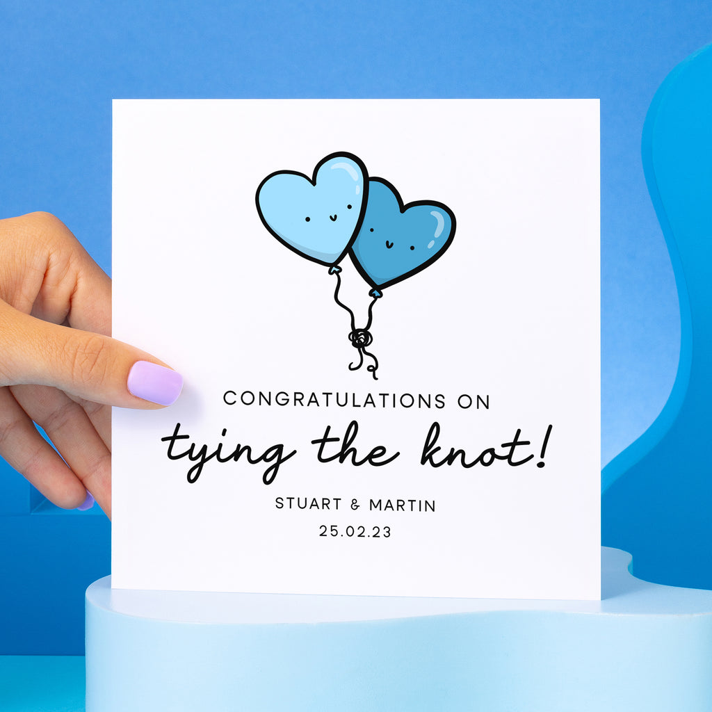 Tying The Knot Congratulations Card - Blue