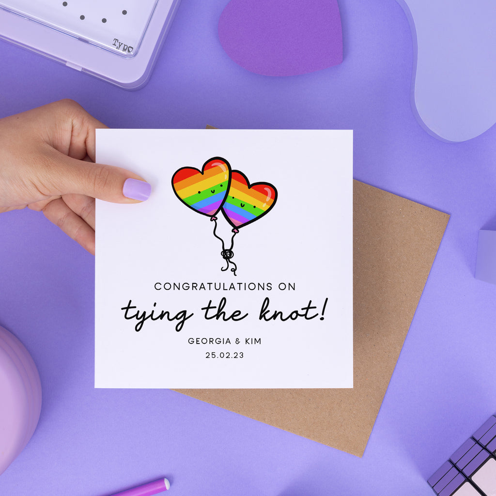 Tying The Knot Congratulations Card - Rainbow