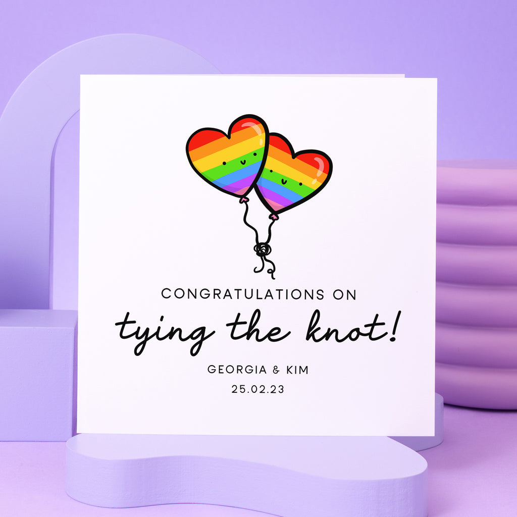 Tying The Knot Congratulations Card - Rainbow
