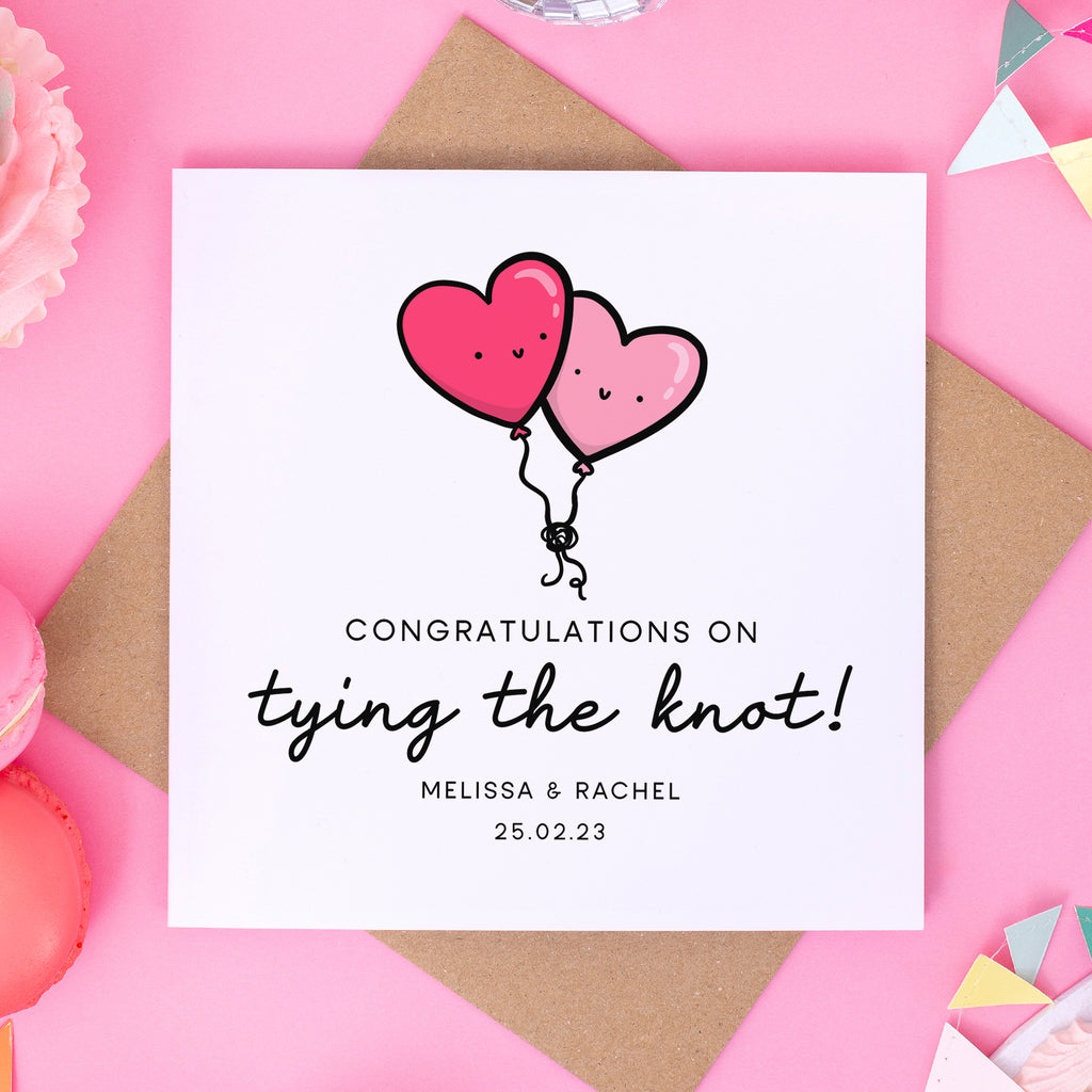 Tying The Knot Congratulations Card - Pink