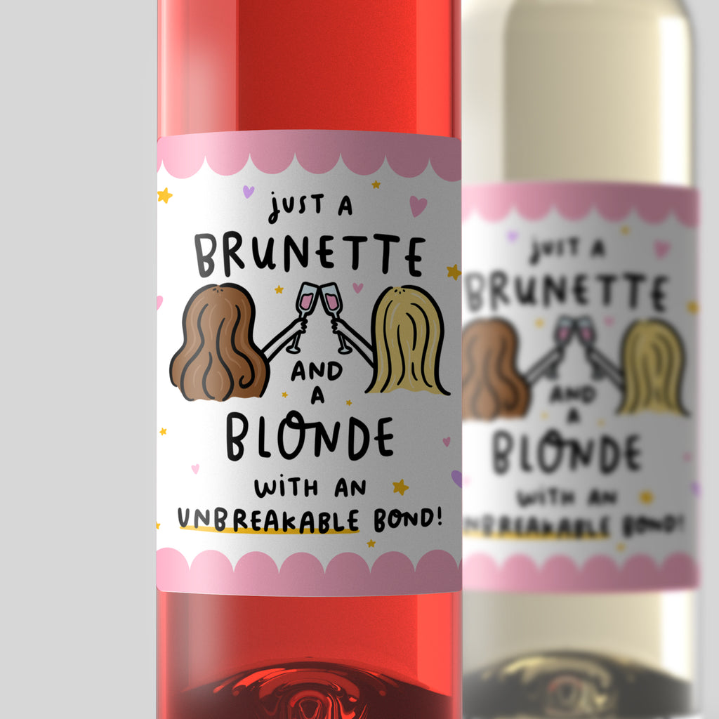 Unbreakable Bond - Brunette and Blonde Personalised Wine Label