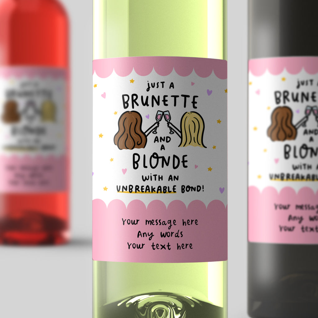 Unbreakable Bond - Brunette and Blonde Personalised Wine Label