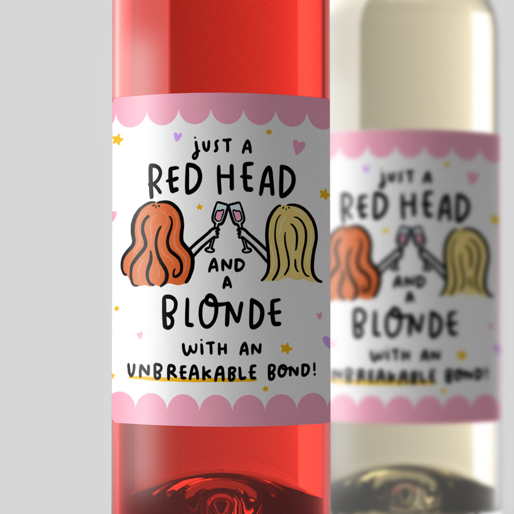 Red Head and Blonde with Unbreakable Bond Wine Label