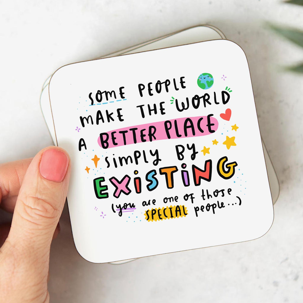 Teacher SENCO Thank You Gift Set | Mug, Coaster & Card Bundle | Cute Appreciation Gift For Key Worker, Teaching Assistant, SENCO, Keyworker, SEN Counsellor | Hear The Words Aren't Spoken Card, Better Place By Existing Coaster, Incredible Person Mug
