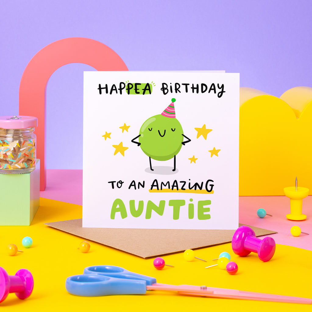Auntie Hap-pea Birthday Card