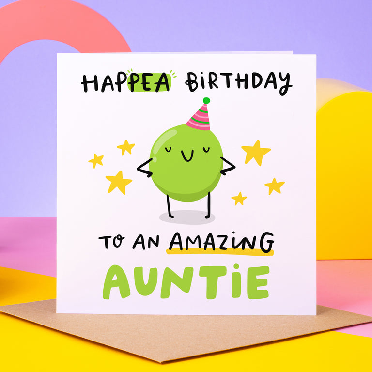 Auntie Hap-pea Birthday Card
