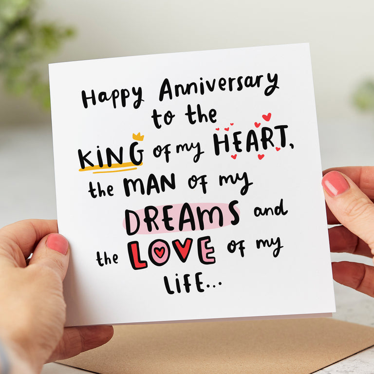 King of My Heart Anniversary Card