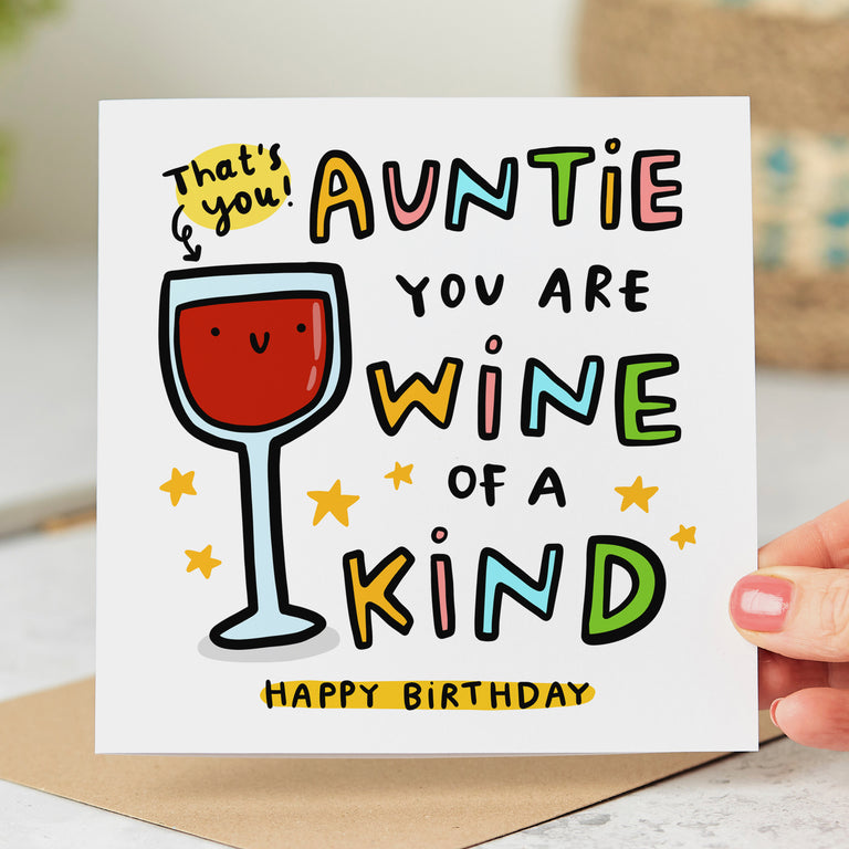 Auntie Wine of a Kind Birthday Card