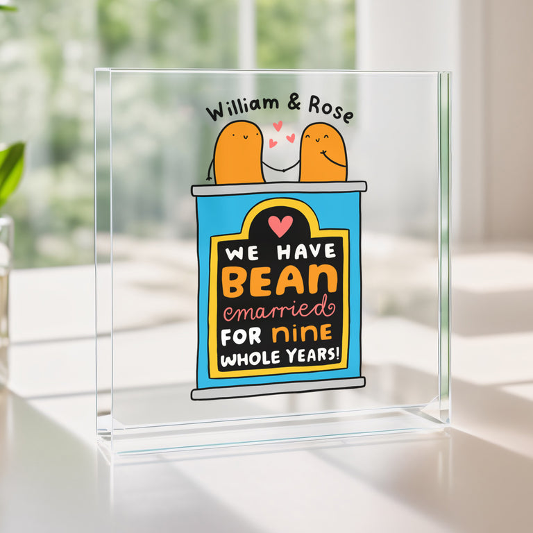 Personalised Acrylic Block - Bean Married 9 Years